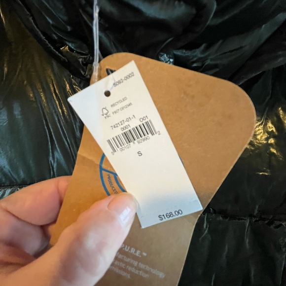 GAP Glossy Green Puffer Jacket Hooded Cropped GorpCore NWT Small - Picture 8 of 10